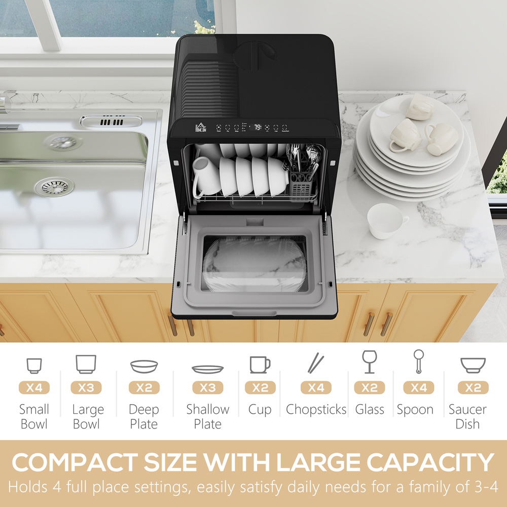 HOMCOM 800-190V70BK Black Worktop Dishwasher Image 4