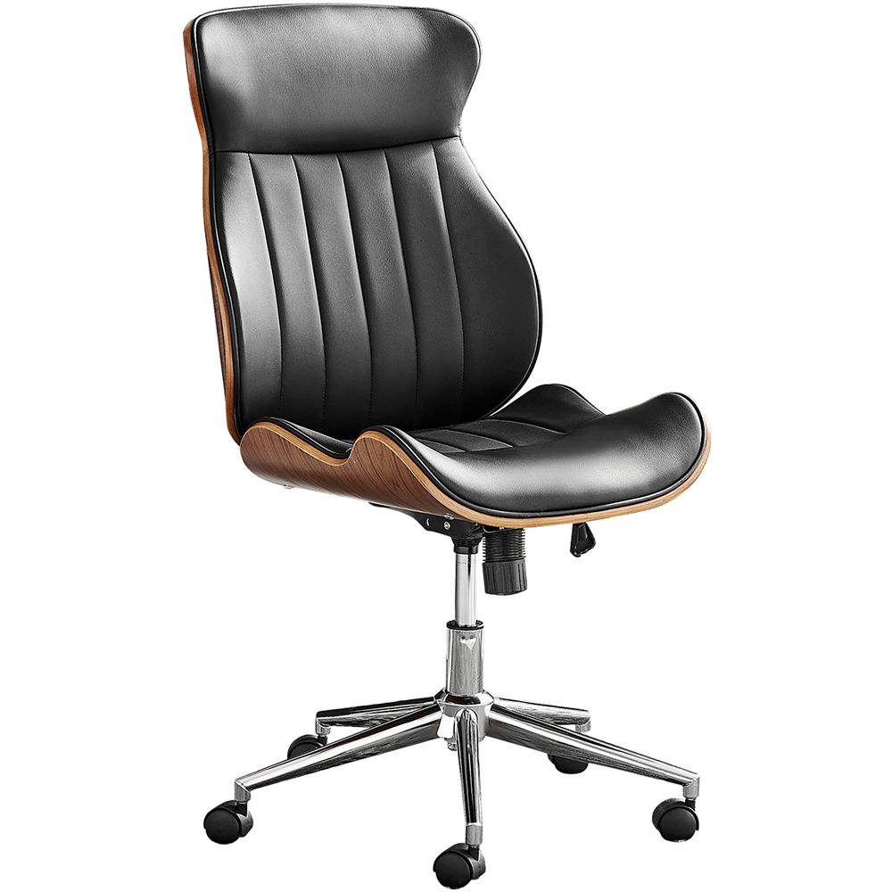 Furniturebox Penelope Tall Executive Faux Leather and Brown Wood Adjustable Chair Image 2