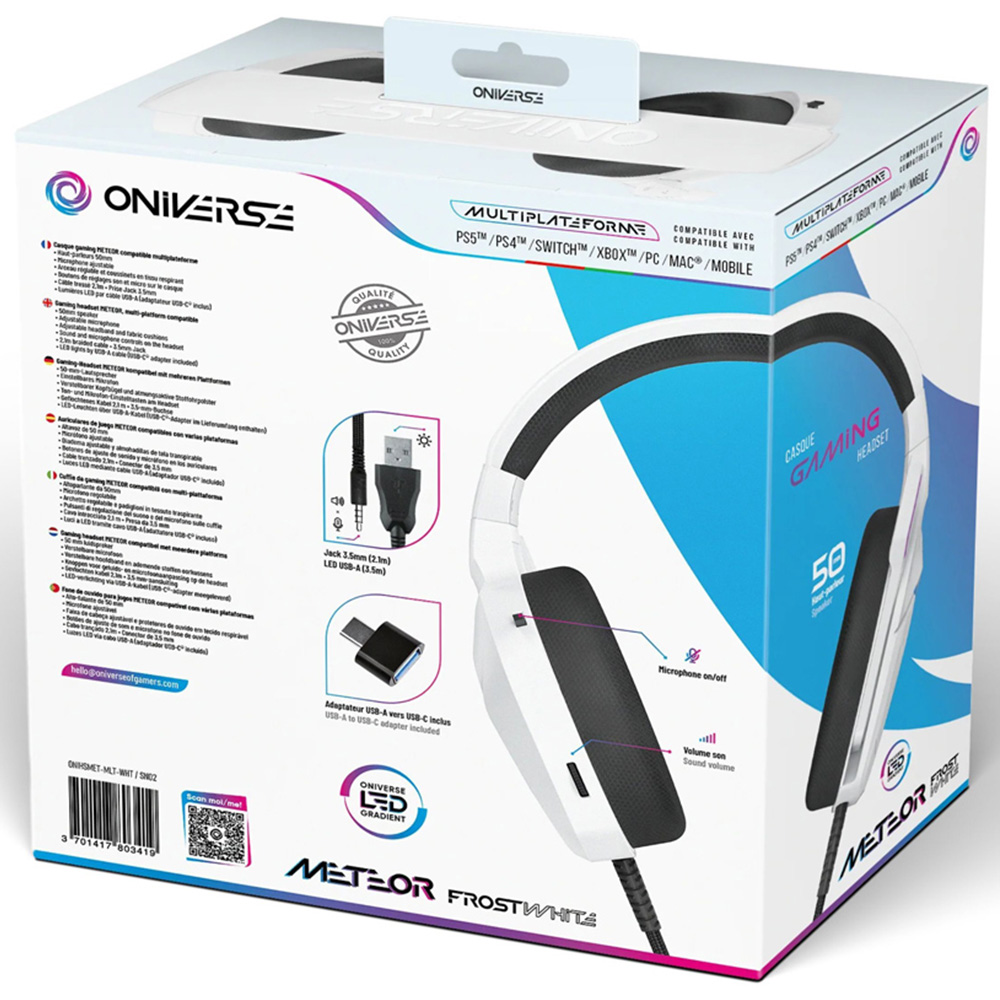 Oniverse Meteor Frost White Multiplatform Wireless Gaming Headset  Image 8