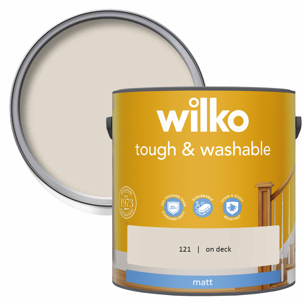 Wilko Tough & Washable On Deck Matt Emulsion Paint 2.5L Image 1