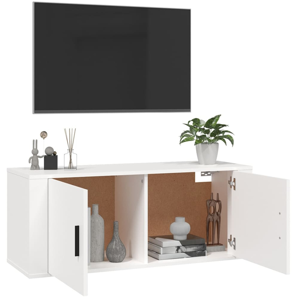 vidaXL 2 Door White Wall Mounted TV Cabinet Image 5