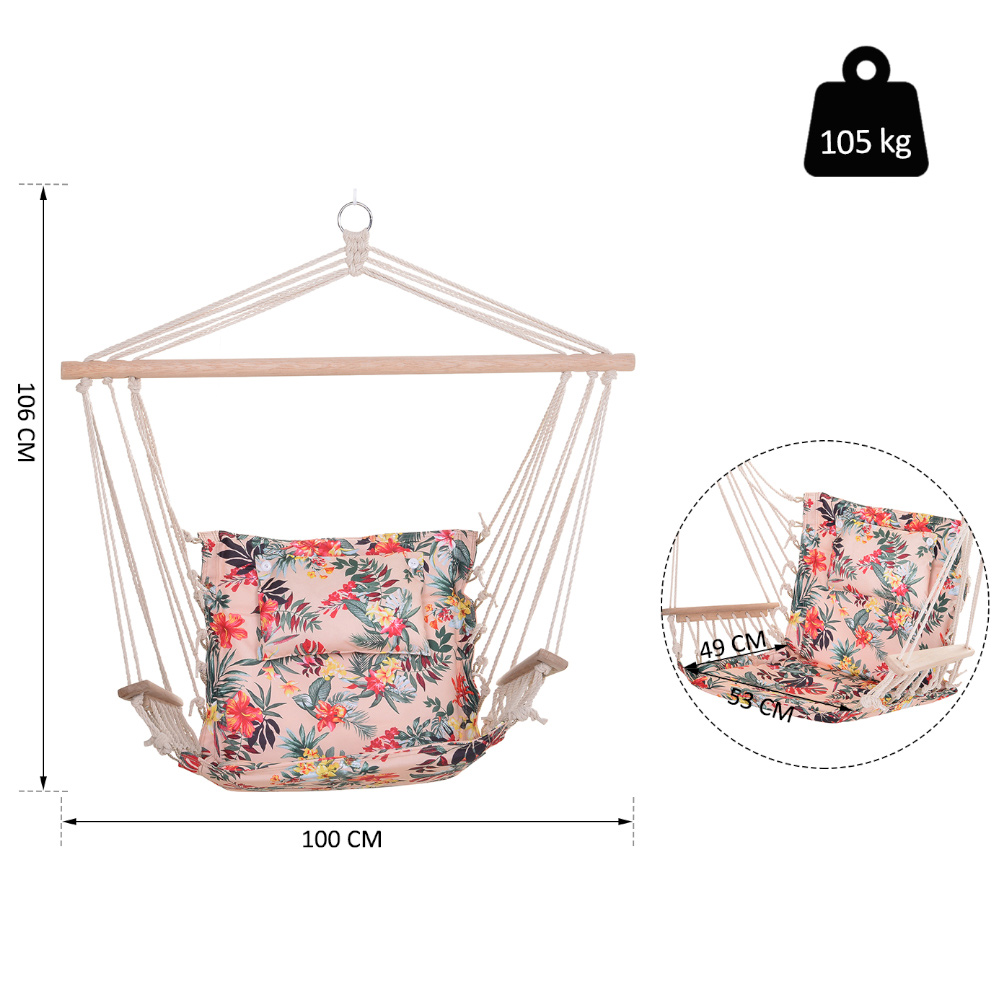 Outsunny Floral Hanging Hammock Swing Chair Image 6