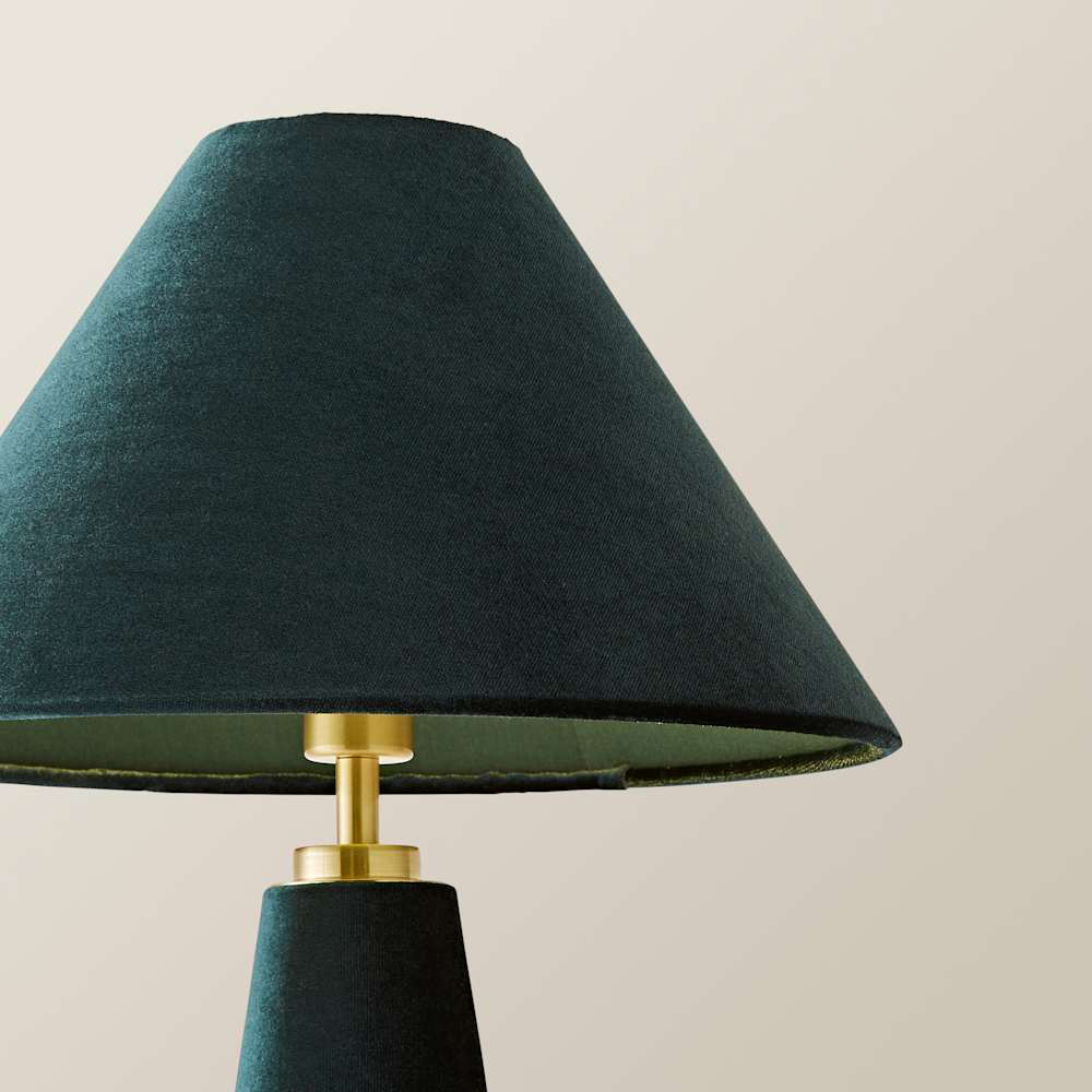 ValueLights Martha Conical Teal Velvet Table Lamp and Bulb Image 4