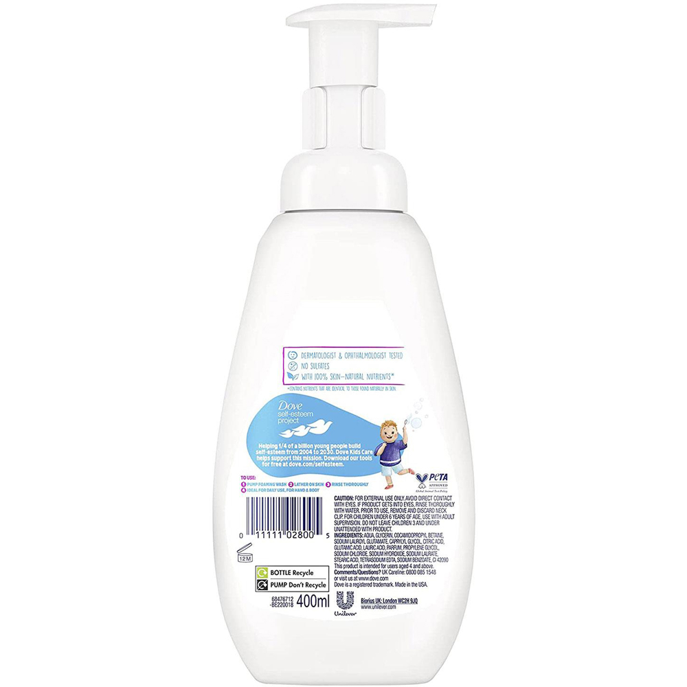 Dove Kids Care Cotton Candy Hypoallergenic Foaming Body Wash 400ml 8 Pack Image 4