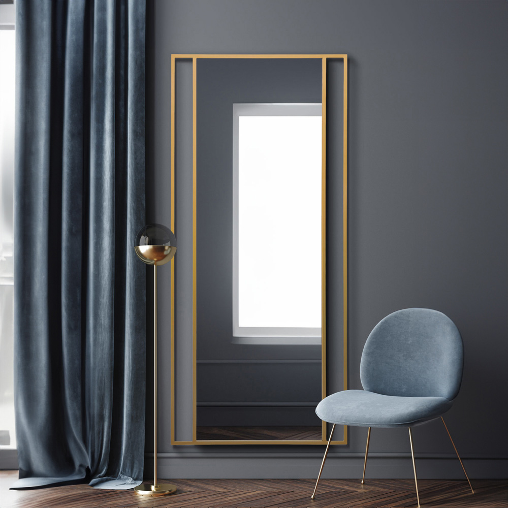 The Fenestra Gold Metal Leaner Wall Mirror 200 x 90cm Image 2
