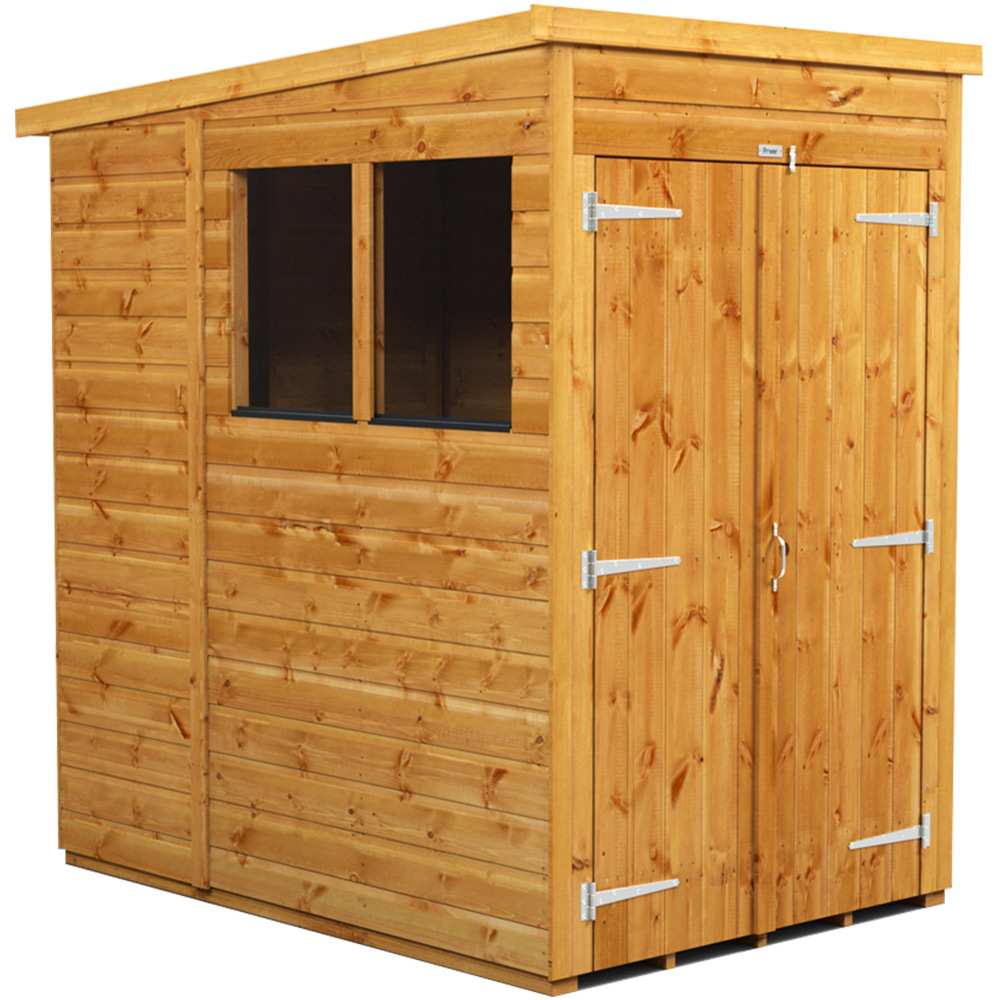 Power Sheds 4 x 6ft Double Door Pent Wooden Shed Image 1