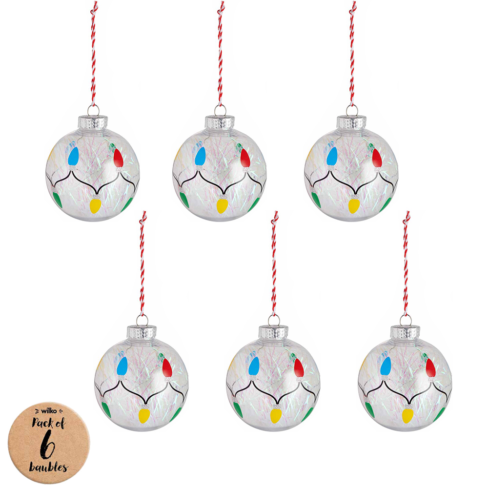 Wilko Merry Encapsulated Tinsel Bauble 6 Pack Image 1