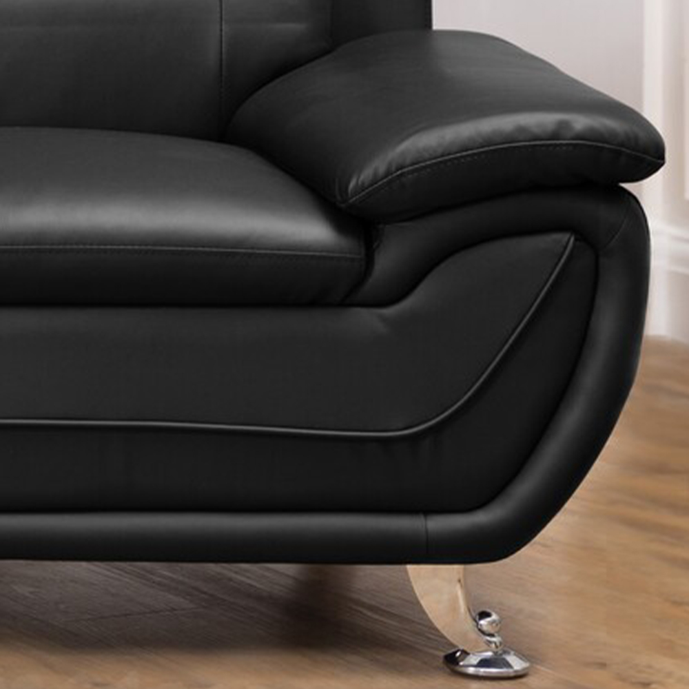 Dexter 3 Seater Black Leather Sofa Image 3