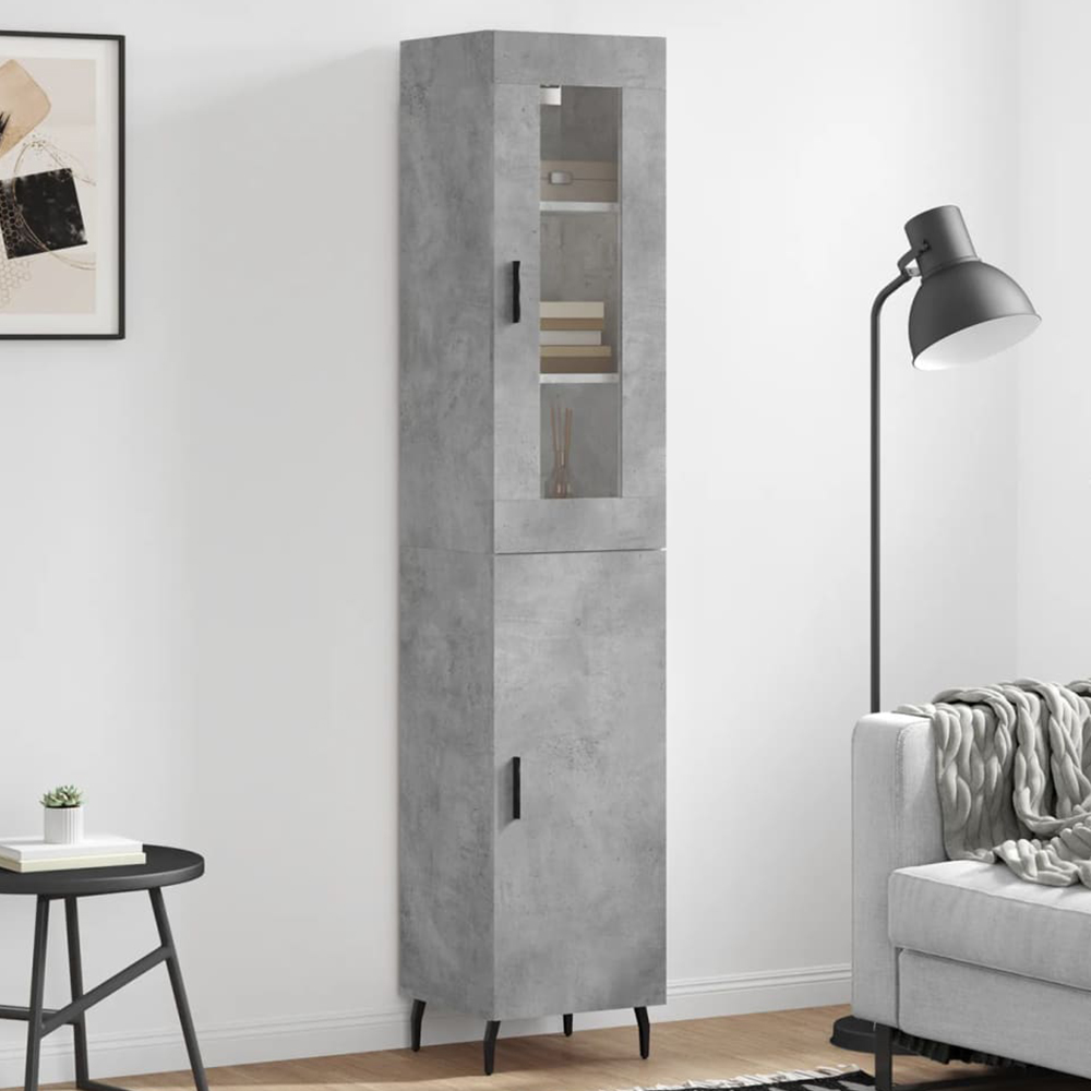vidaXL 2 Door Concrete Grey Highboard Image 1