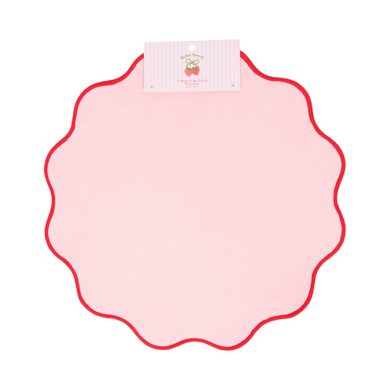 Pack of 2 Scalloped Edge Round Placemats Pink Image 1