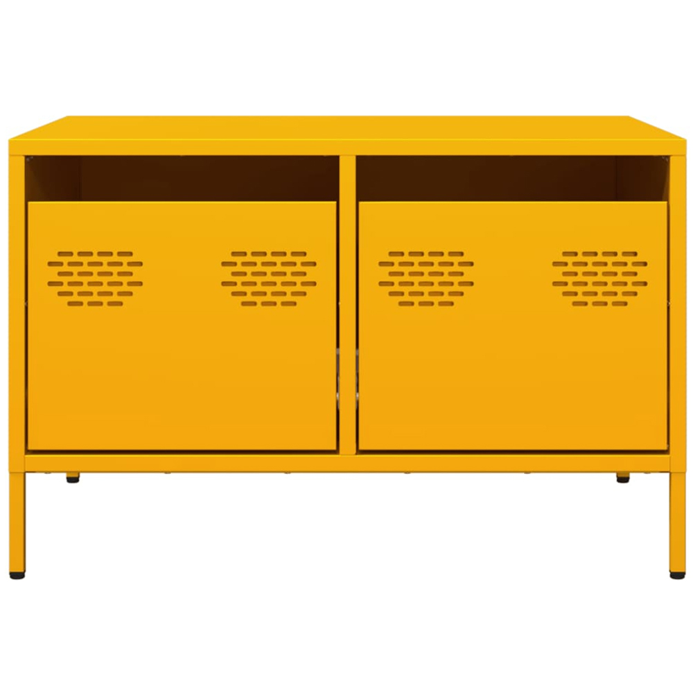 vidaXL 2 Drawer Mustard Yellow Cold-Rolled Steel TV Cabinet Image 6