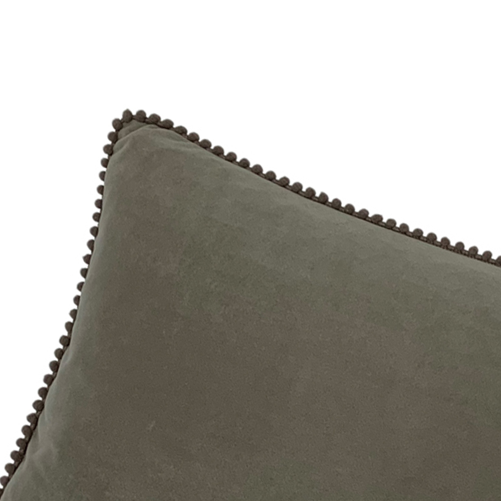 furn. Cosmo Grey Velvet Pom-Pom Cushion Image 3