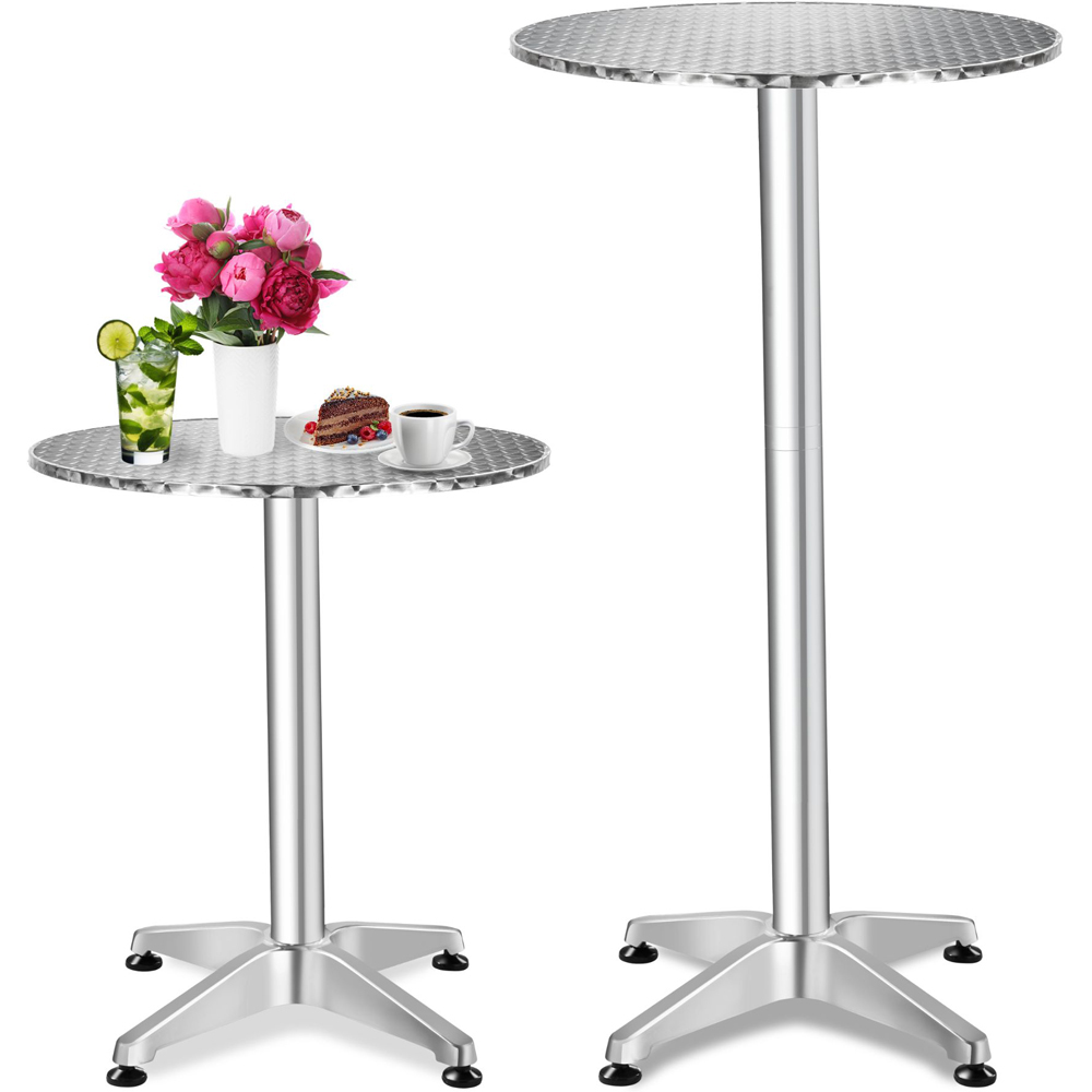 tectake Grey Height Adjustable Bar Table Image 2