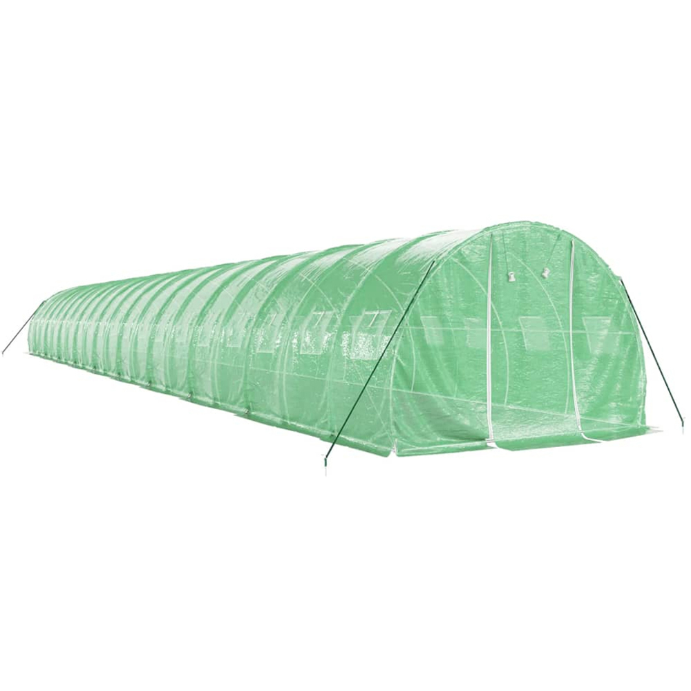 vidaXL Green Polyethylene Galvanised Steel Frame 65.6 x 9.8ft Greenhouse Image 2