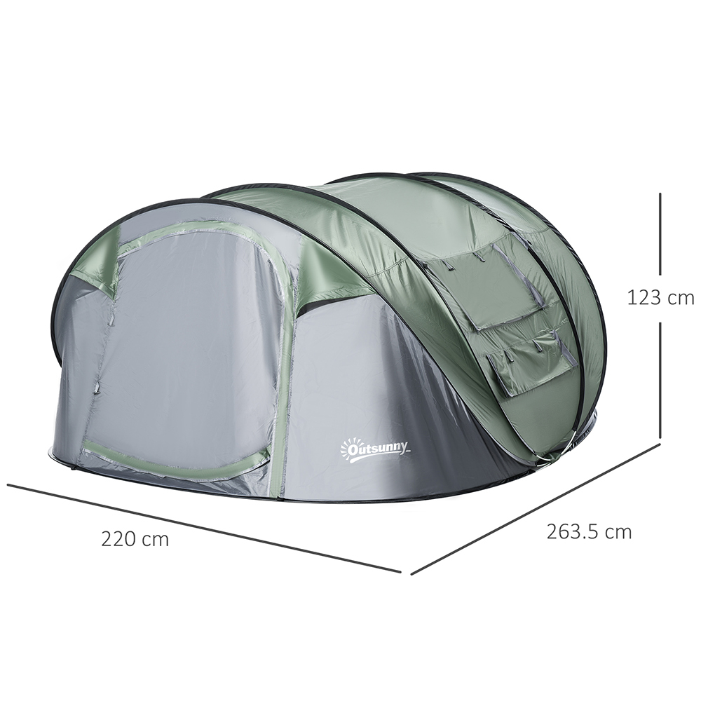 Outsunny 4-5 Person Pop-up Camping Tent Green Image 4