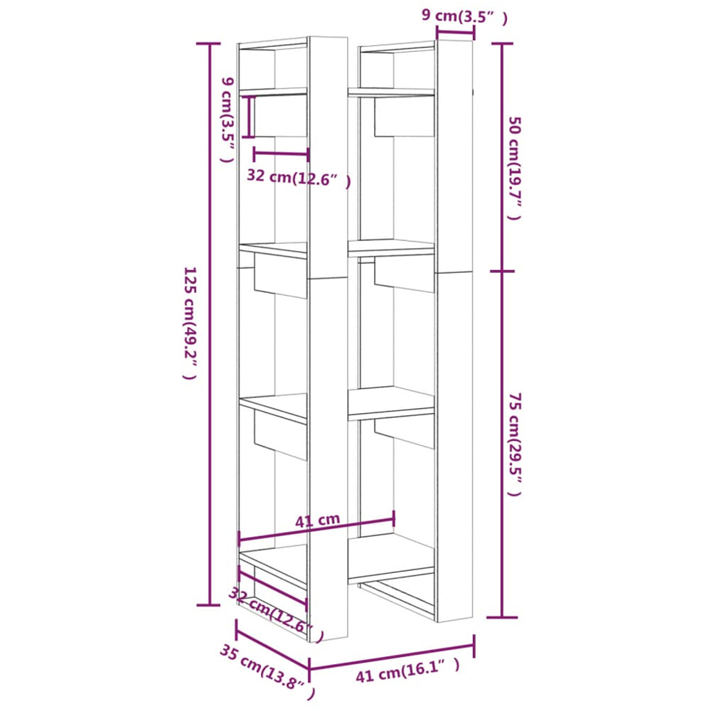 vidaXL 4 Shelf Natural Solid Pine Wood Bookcase Image 9