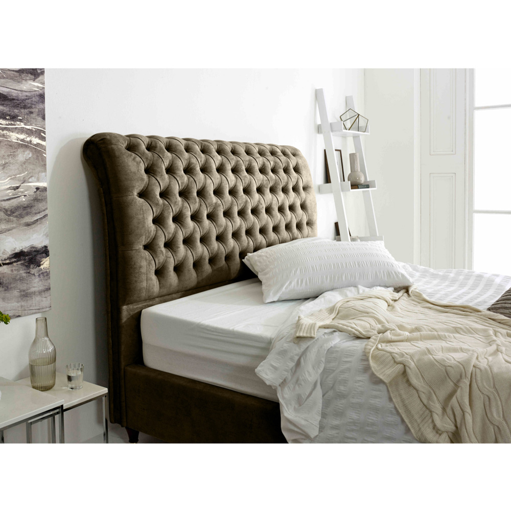 Eleganza Alisyn Super King Mink Marble Fabric Bed Frame with Sleigh Headboard Image 2