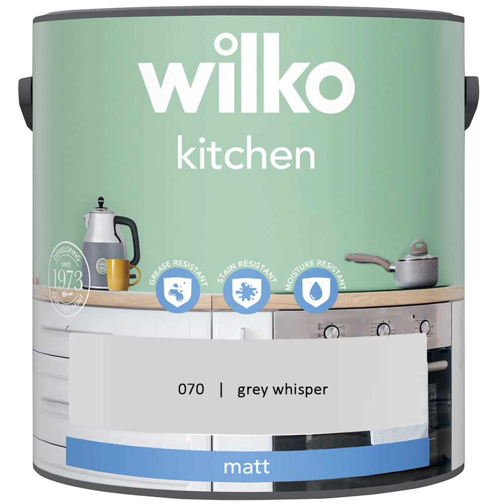 Wilko Kitchen Grey Whisper Matt Emulsion Paint 2.5L Image 2