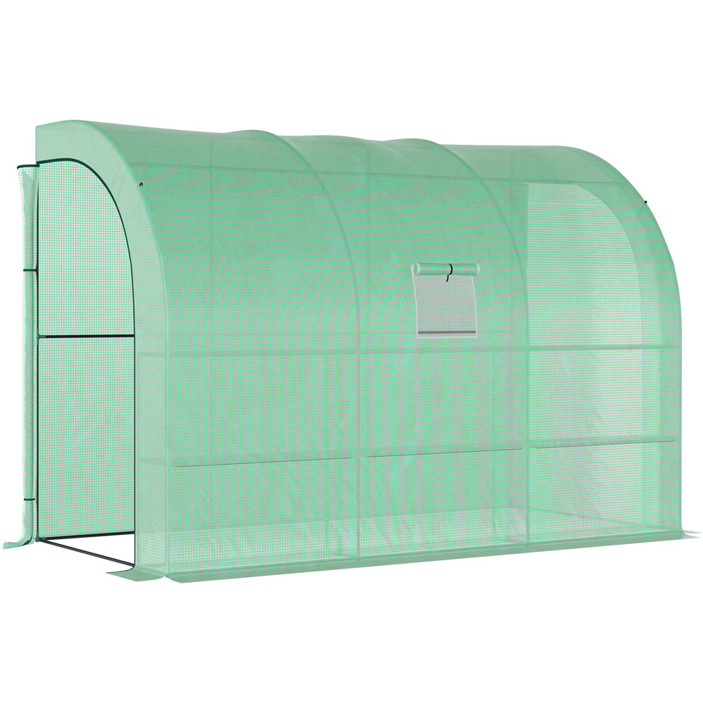 Outsunny Green 5 x 10ft Backyard Nursery Lean To Greenhouse Image 1