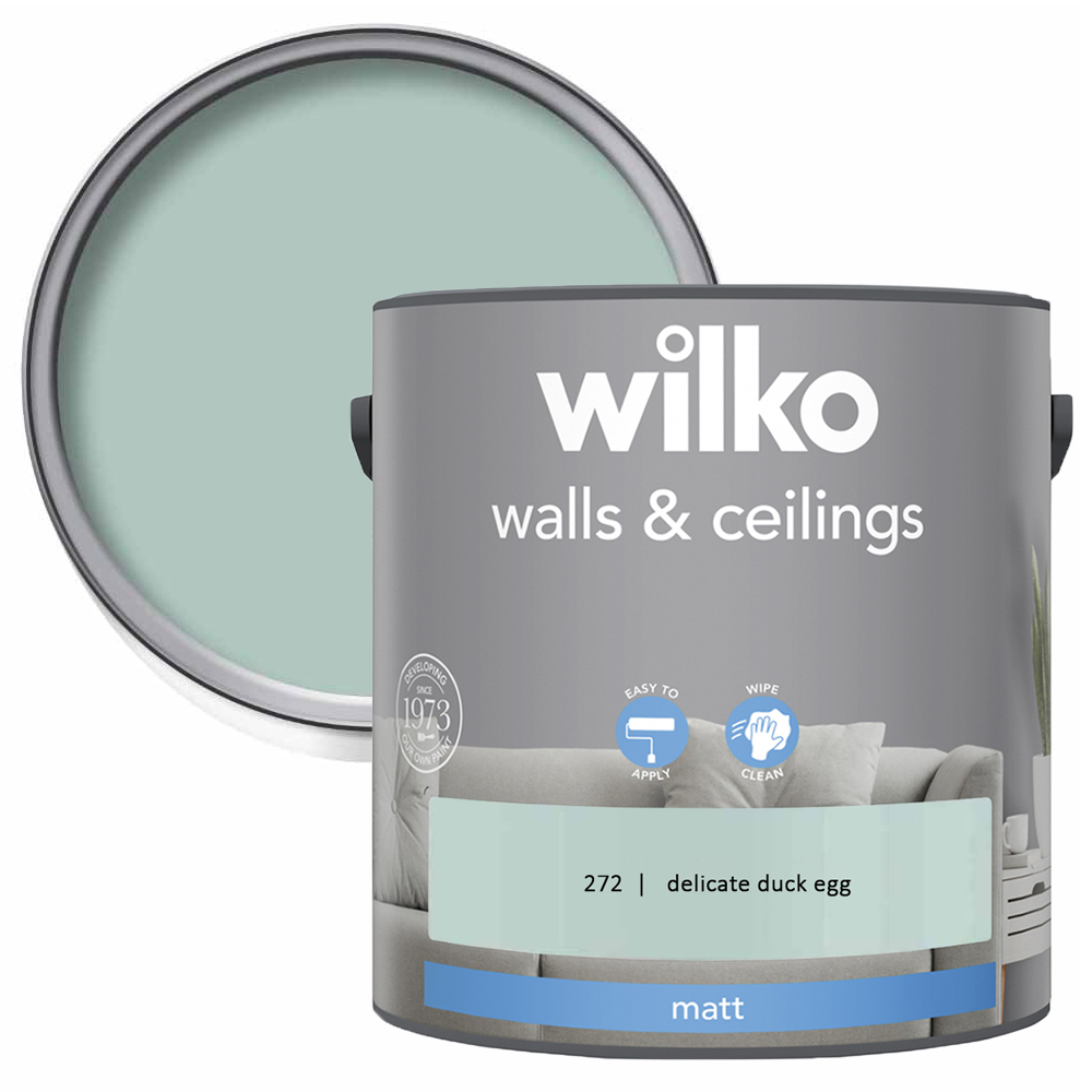 Wilko Walls & Ceilings Delicate Duck Egg Matt Emulsion Paint 2.5L Image 1