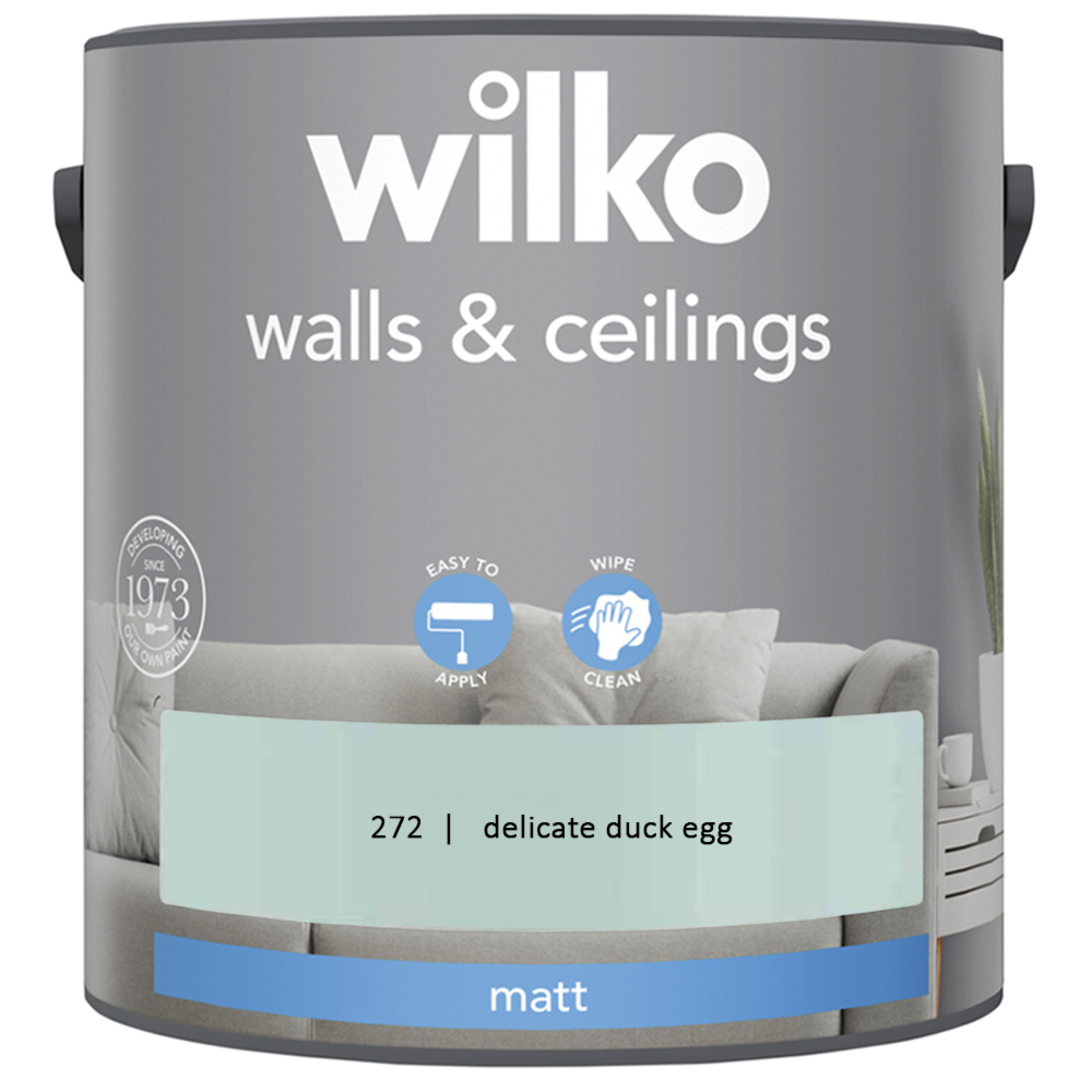 Wilko Walls & Ceilings Delicate Duck Egg Matt Emulsion Paint 2.5L Image 2