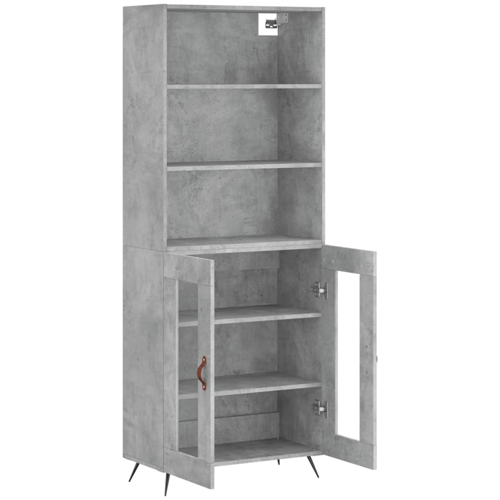 vidaXL 2 Glass Door 3 Shelf Concrete Grey Highboard Image 4