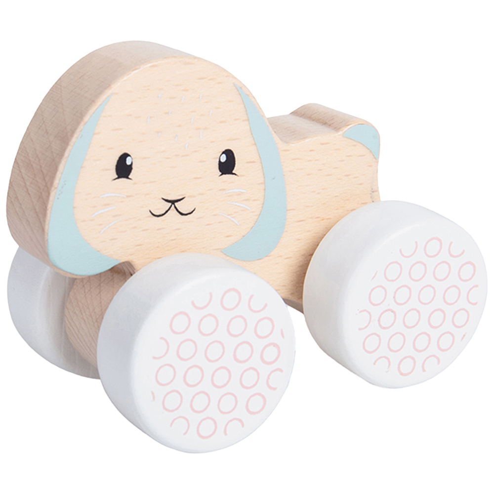 Bigjigs Toys FSC Wooden Pull Along Bunny and Baby Cream Image 3