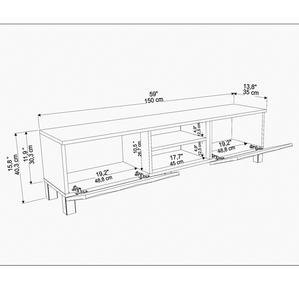 Decorotika Lukas 2 Door 2 White Marble and White TV Unit Image 7