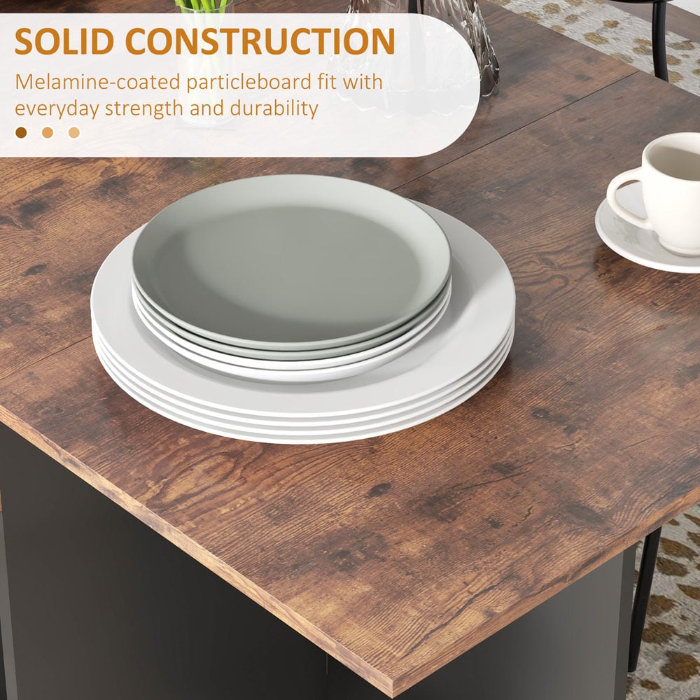 HOMCOM 4 Seater Rustic Brown Foldable Dining Table Image 8