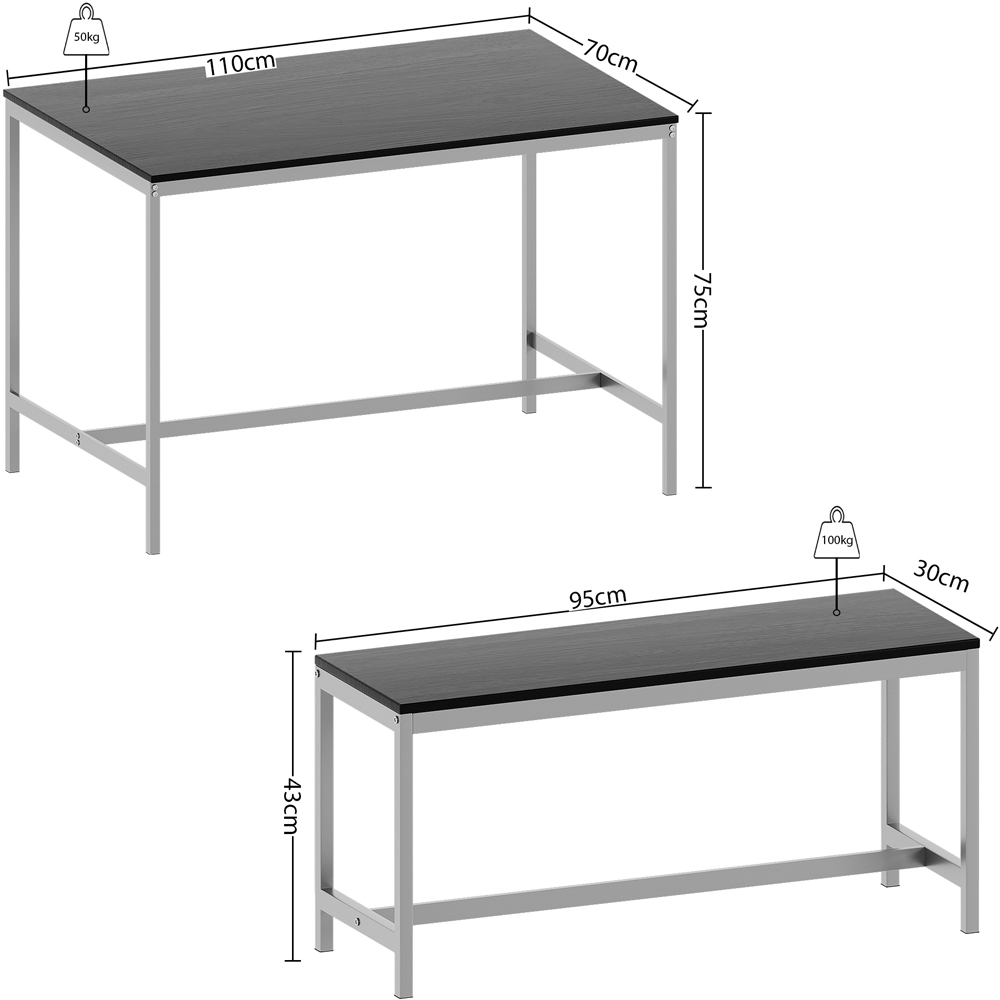 Vida Designs Roslyn 4 Seater Metal Frame Dining Bench Set Black Image 7