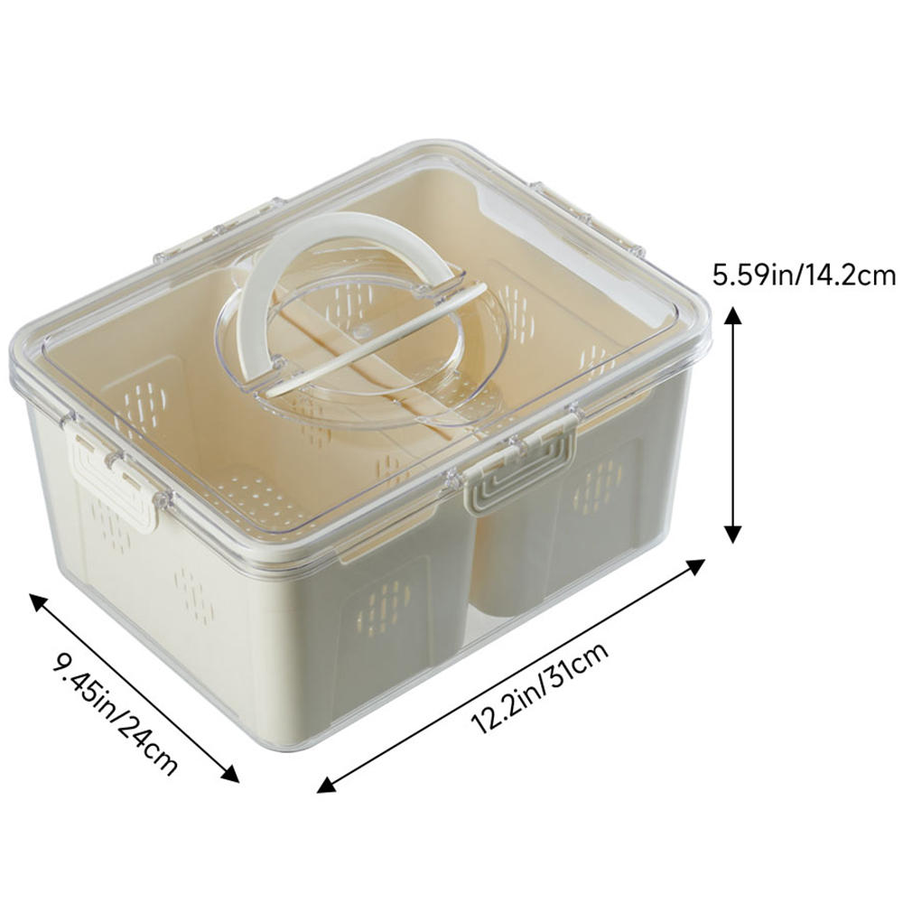 H&O Direct 2 Compartments Fridge Food Storage Container Bin with Handle Image 5