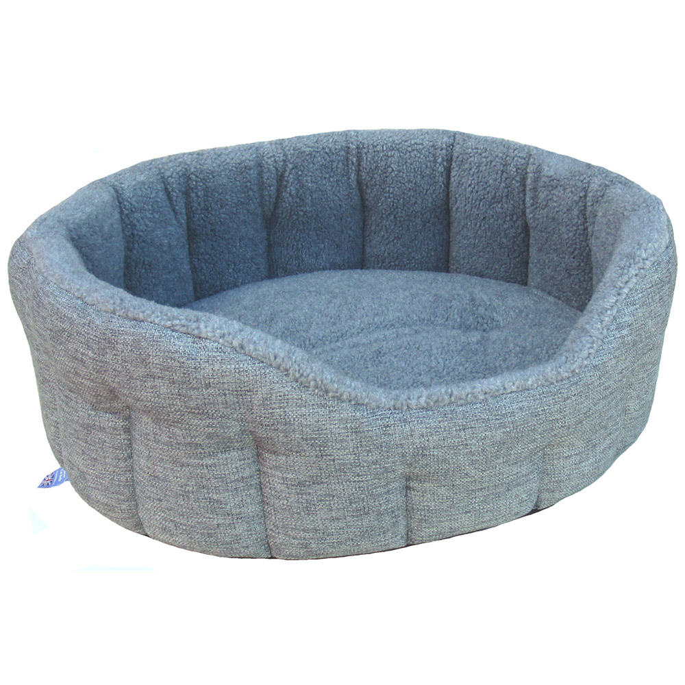 P&L Small Grey Basket Weave Dog Bed Image 1