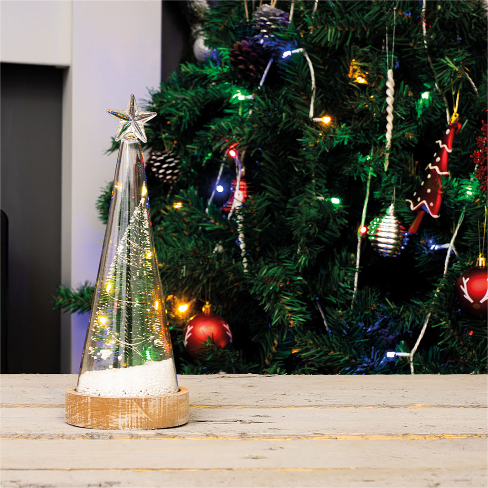 St Helens Festive Light Up Glass Enclosed Christmas Tree Scene Decoration Image 2