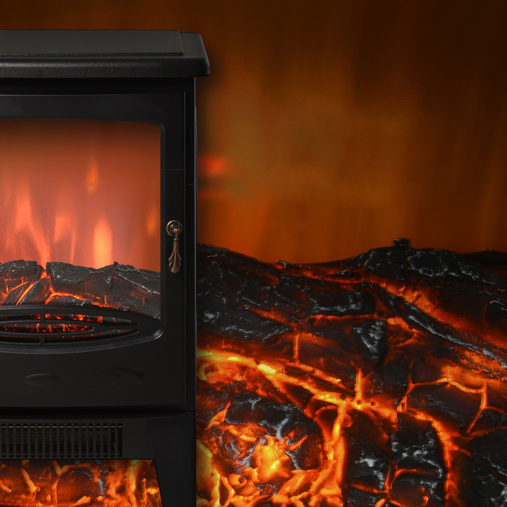 HOMCOM Ava Tempered Glass Electric Fireplace Heater 1800W Image 5