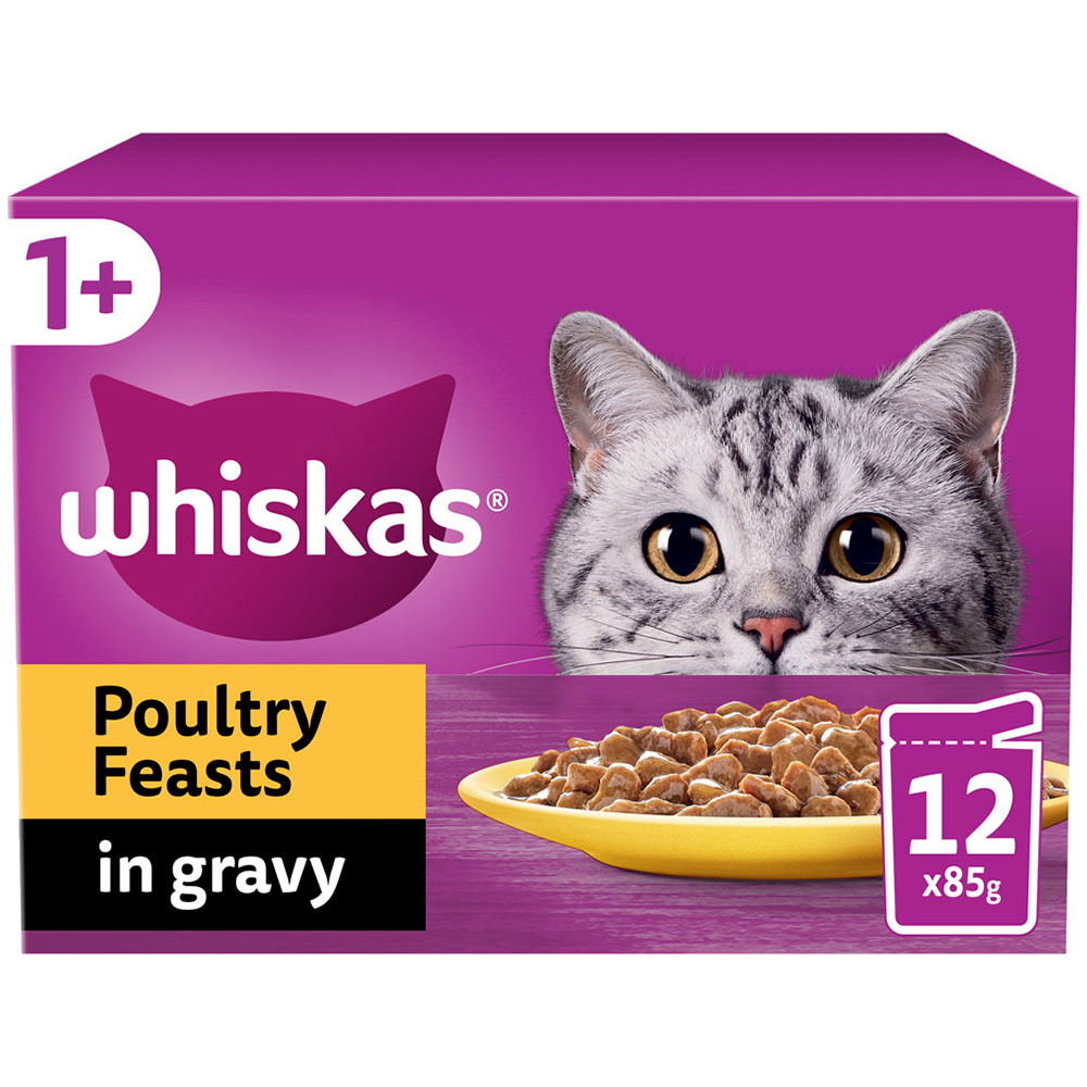 Whiskas Poultry Selection in Gravy Adult Wet Cat Food Pouches 12 x 85g Image 1