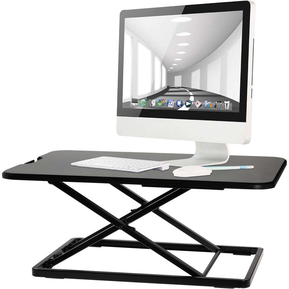 ProperAV Black Slim Sit or Stand Height Adjustable Desk Workstation Image 3