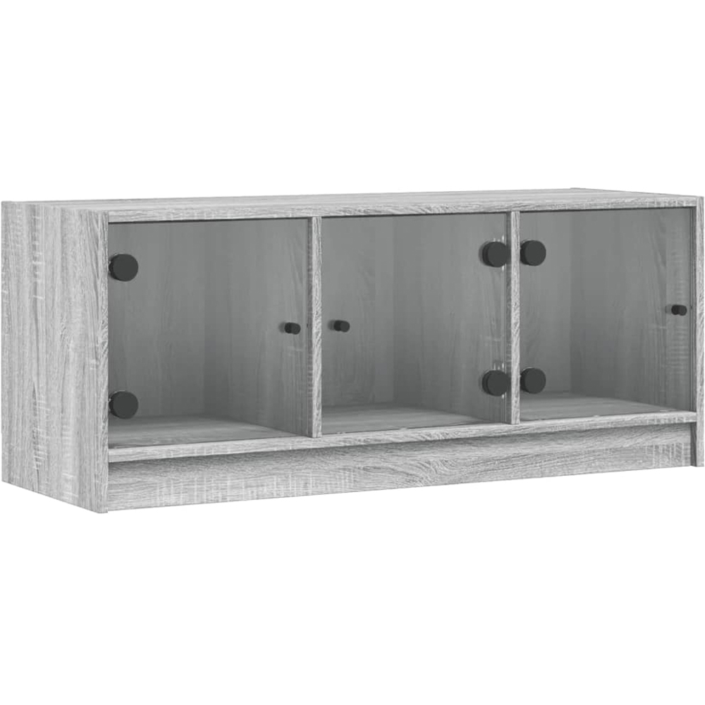 vidaXL 3 Glass Door Grey Sonoma TV Cabinet Image 2