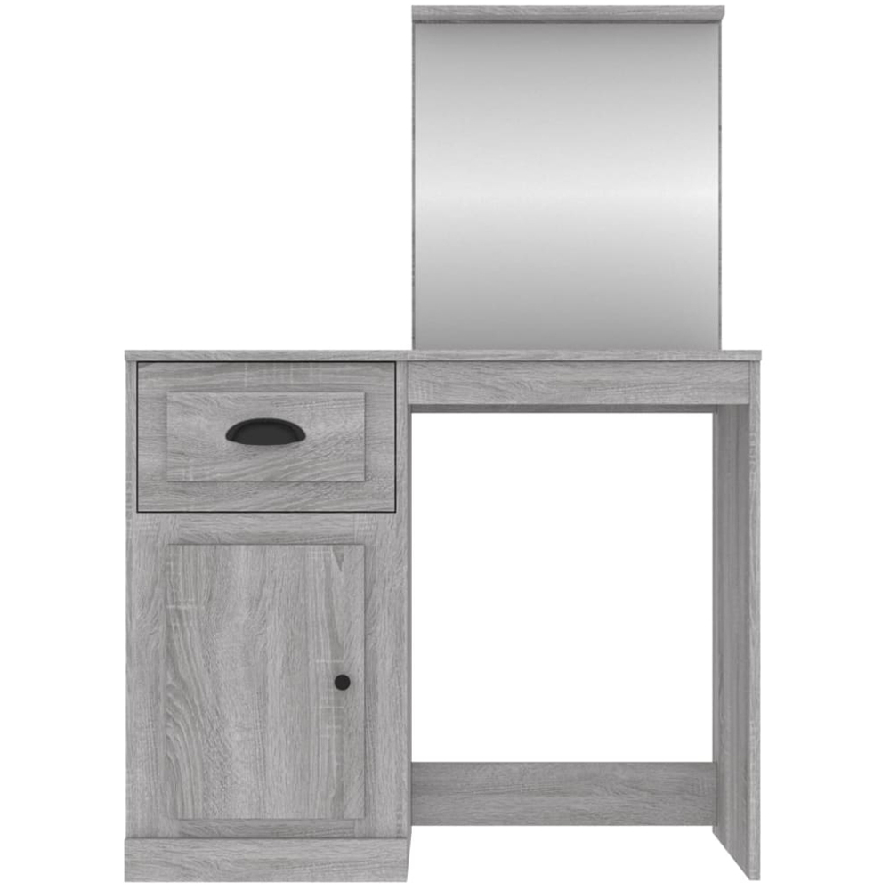 vidaXL Single Door Single Drawer Grey Sonoma Dressing Table with Mirror Image 6