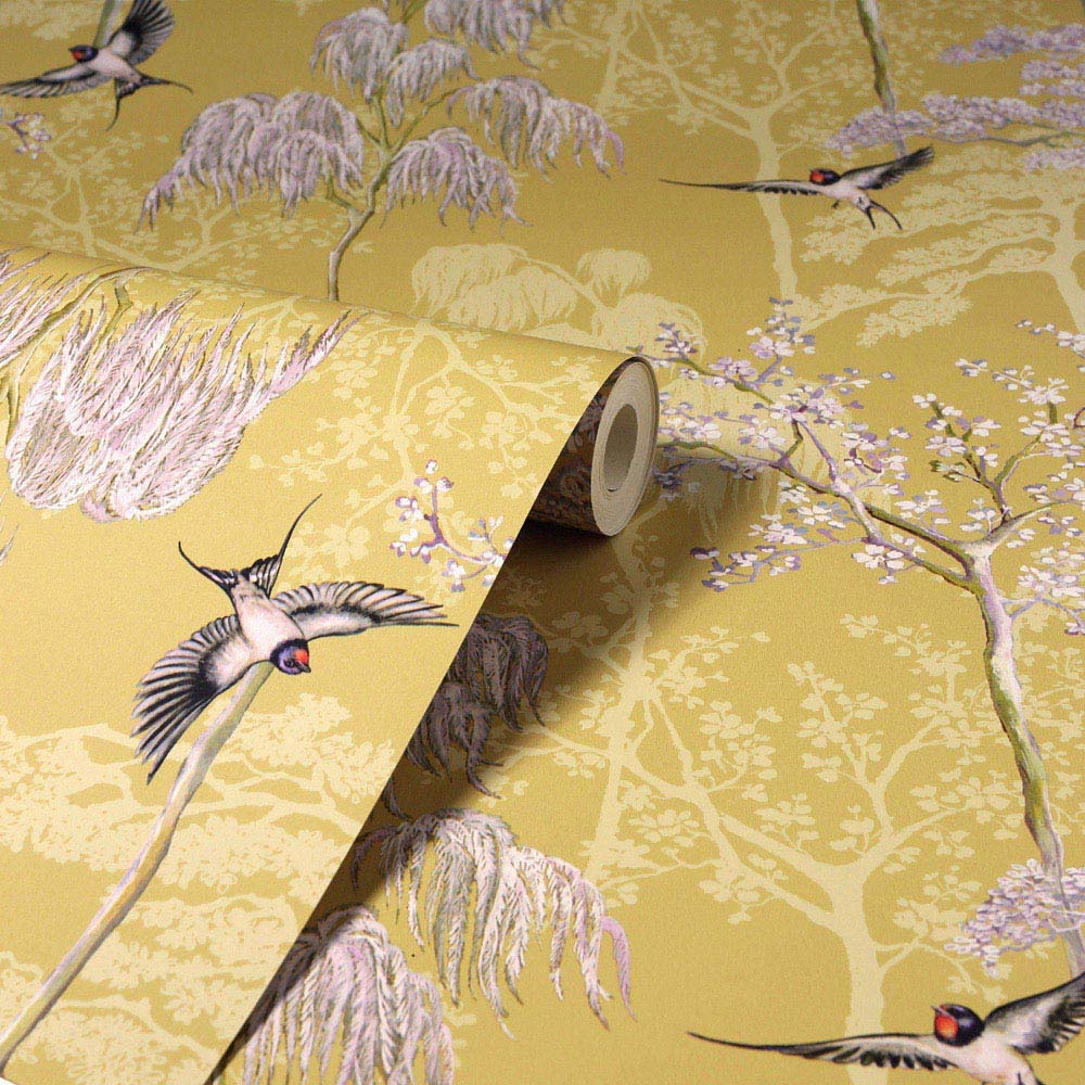 Arthouse Japanese Garden Ochre Wallpaper Image 2