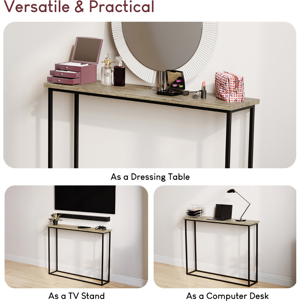 VIDA DESIGNS Oak and Black Metal Leg Console Table Image 6