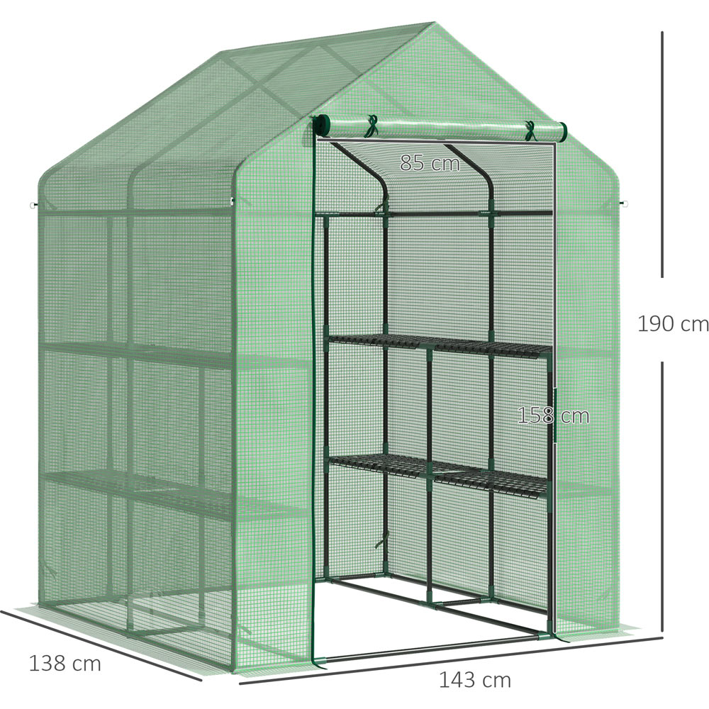 Outsunny 2 Tier Green PE 4.6 x 4.5ft Garden Greenhouse Image 9