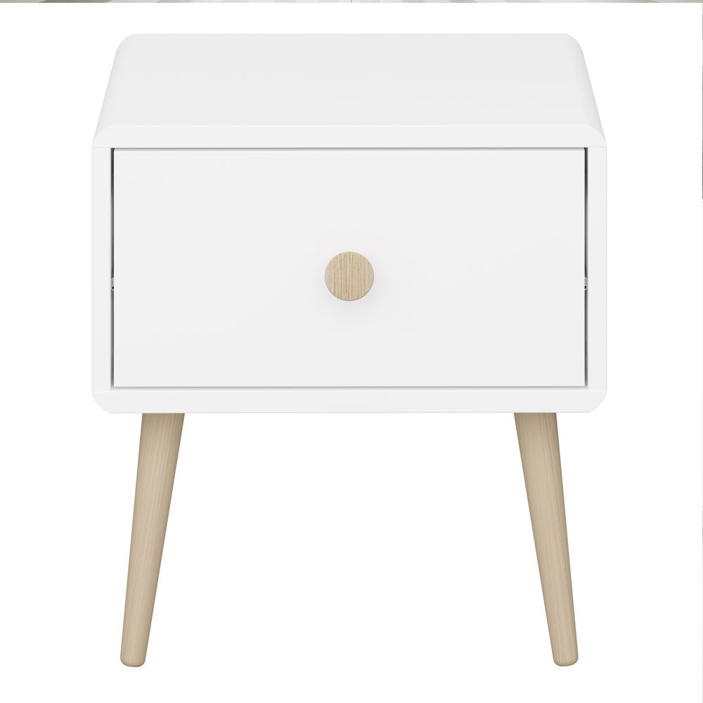 Florence Gaia Single Drawer Pure White Bedside Table Image 3