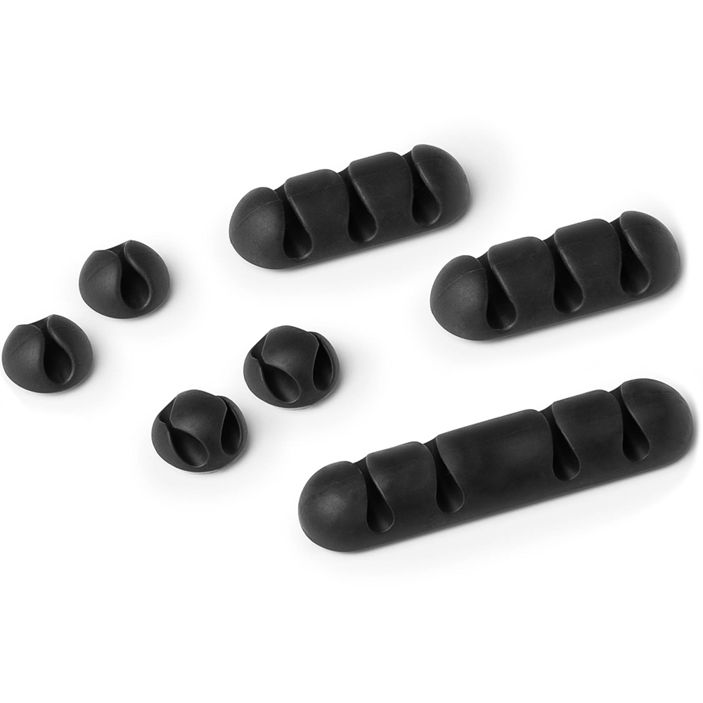 Durable CAVOLINE Assorted Dark Grey Cable Management Desk Tidy Clip 7 Pack Image 1