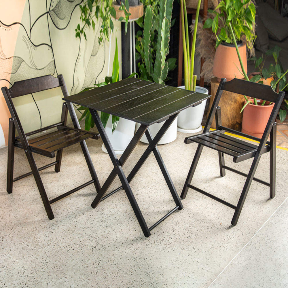 Tramontina 2 Seater Folding Bistro Set Dark Brown Image 3