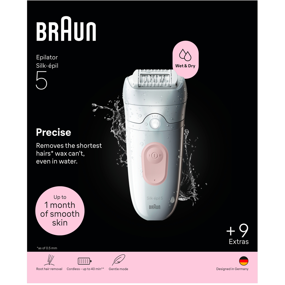 Braun Silk-epil 5 5-230 Wet and Dry Cordless Epilator with Trimmer Comb and Bikini Trimmer Image 3