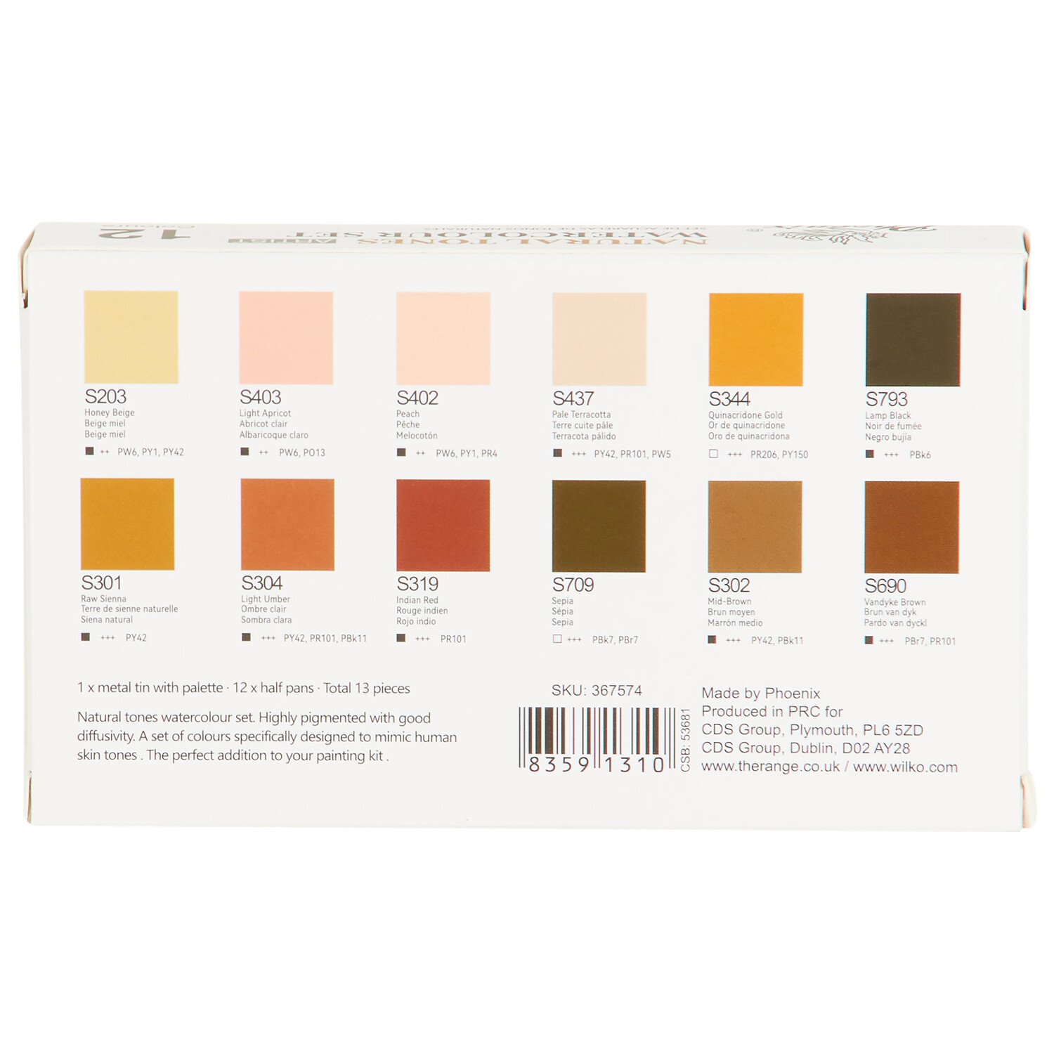 Pack of 12 Natural Tones Watercolour Set - Natural Tones Image 2