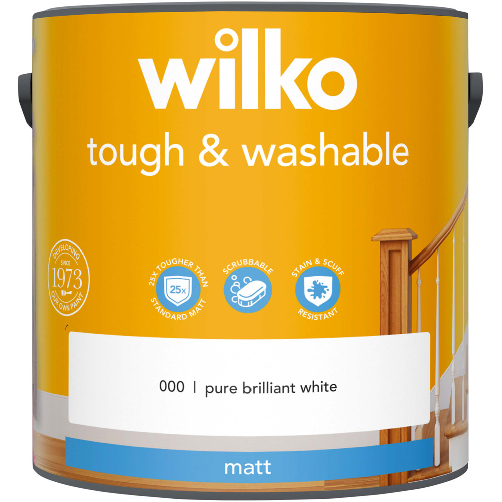 Wilko Tough & Washable Pure Brilliant White Matt Emulsion Paint 2.5L Image 2