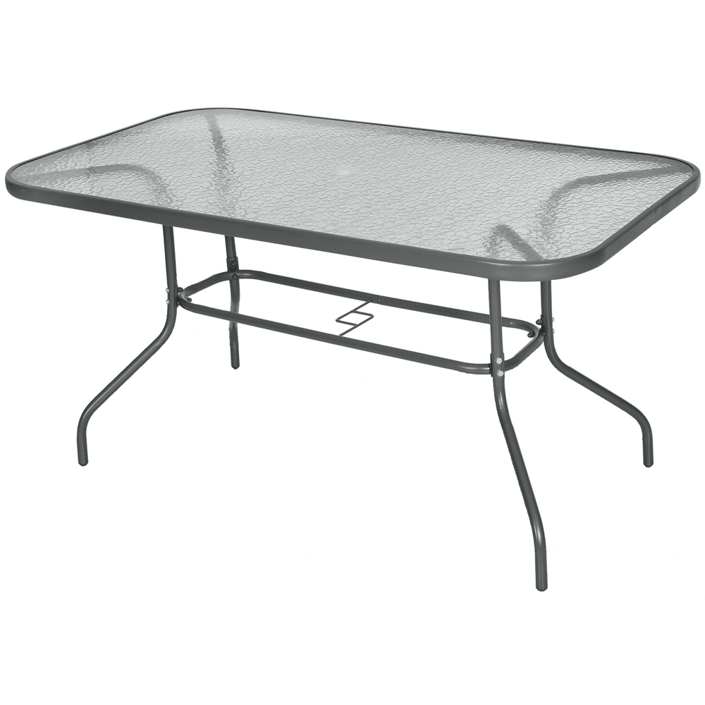 Outsunny Curved Aquatex Glass Garden Table Grey Image 2