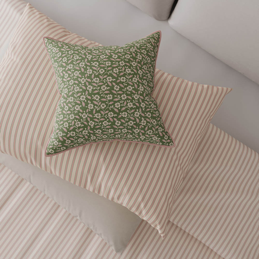 Helena Springfield Ticking Stripe King Size Green and Pink Duvet Set Image 4