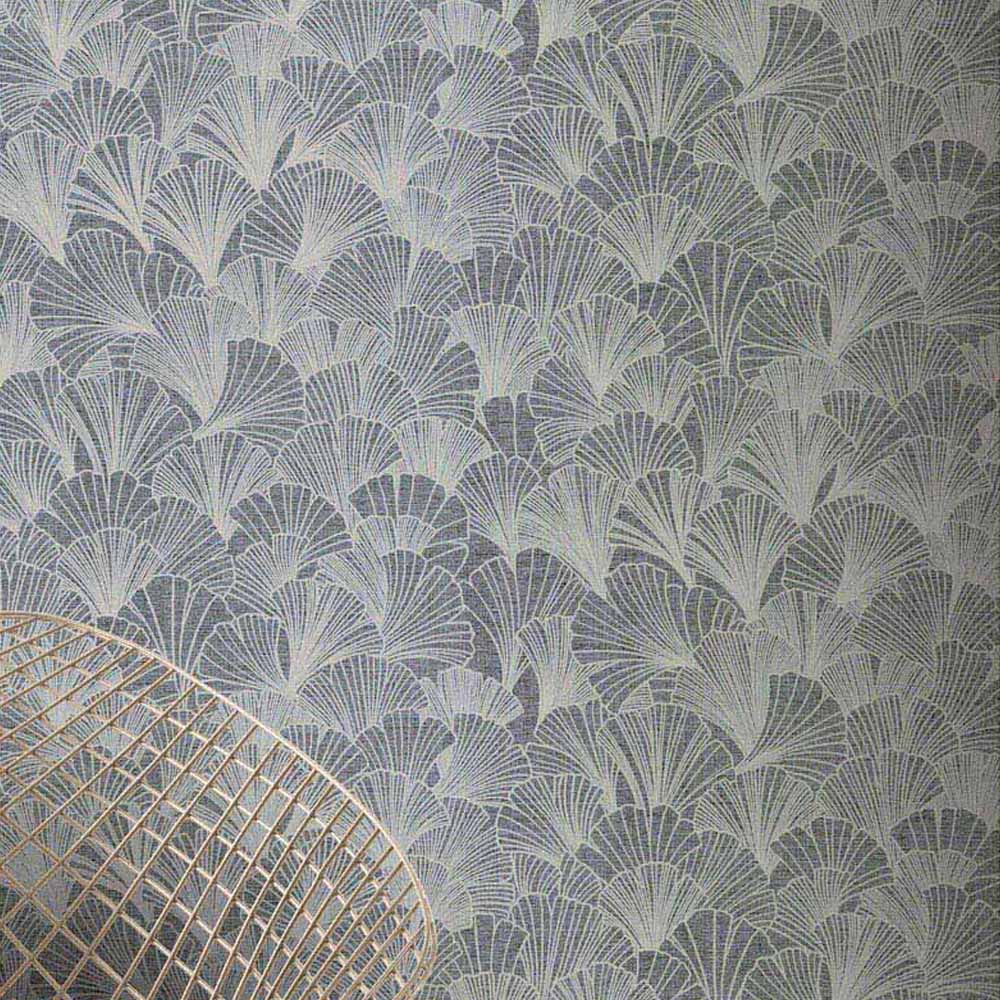 Arthouse Ginkgo Grey and Silver Wallpaper Image 4
